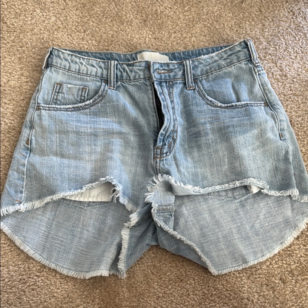 One Teaspoon Blue Distressed Jean Shorts